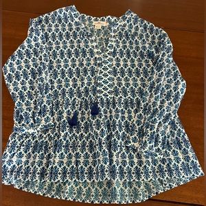 Vineyard Vines printed tassel blouse